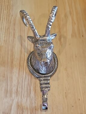 Silver Antelope Wall Hook - Metallic Home Wall Decor